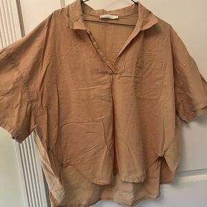 Oak and Fort tan cotton top